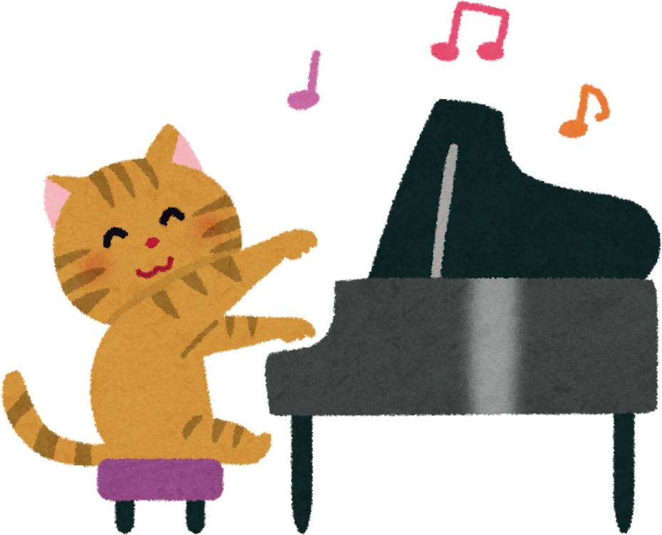 Cute Tiger Cat Playing Piano Illustration